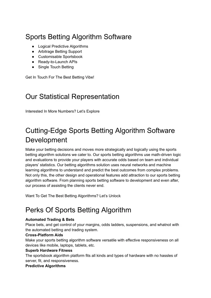 sports betting algorithm software