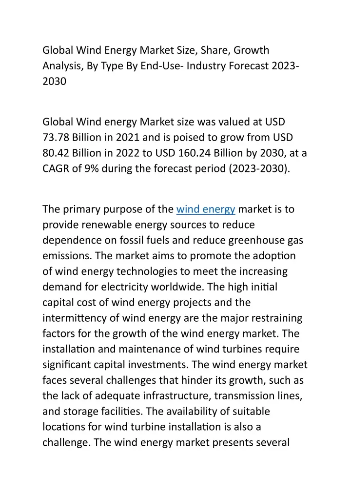 global wind energy market size share growth