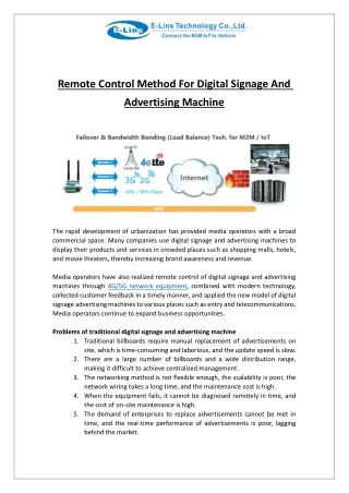 Remote Control Method For Digital Signage And Advertising Machine