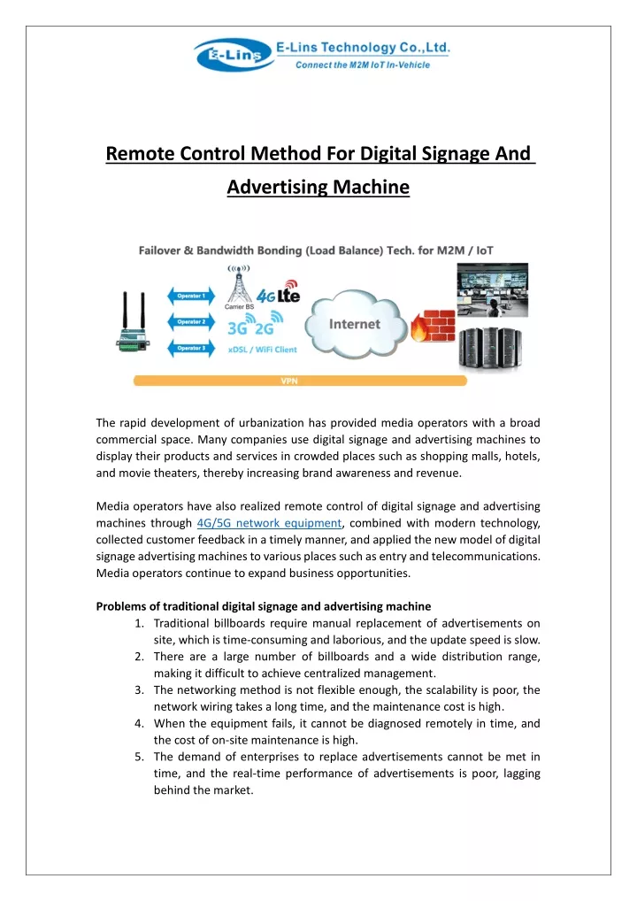 remote control method for digital signage and