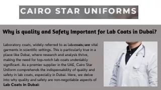Why is quality and Safety Important for Lab Coats in Dubai