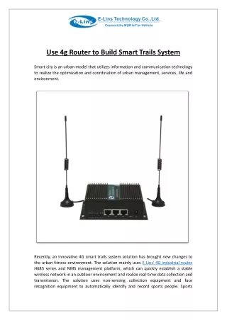 Use 4g Router to Build Smart Trails System