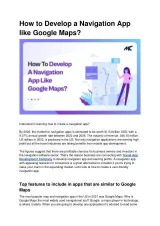 How to Develop a Navigation App like Google Maps
