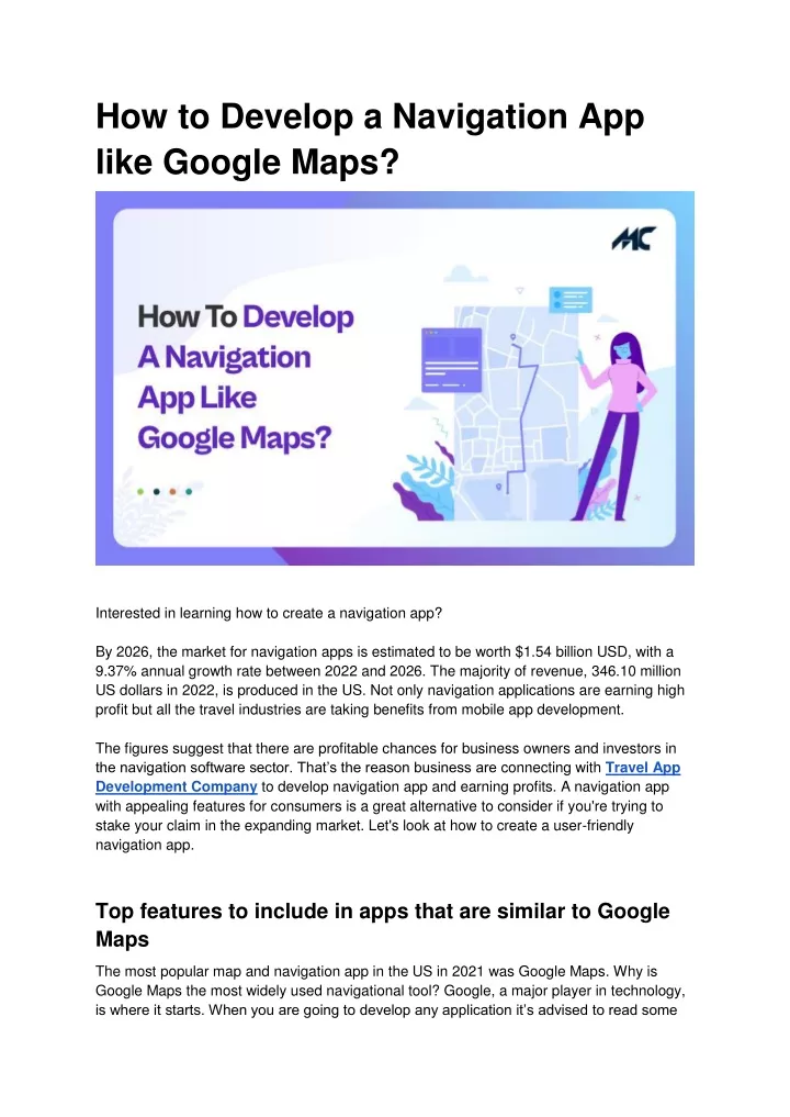 how to develop a navigation app like google maps