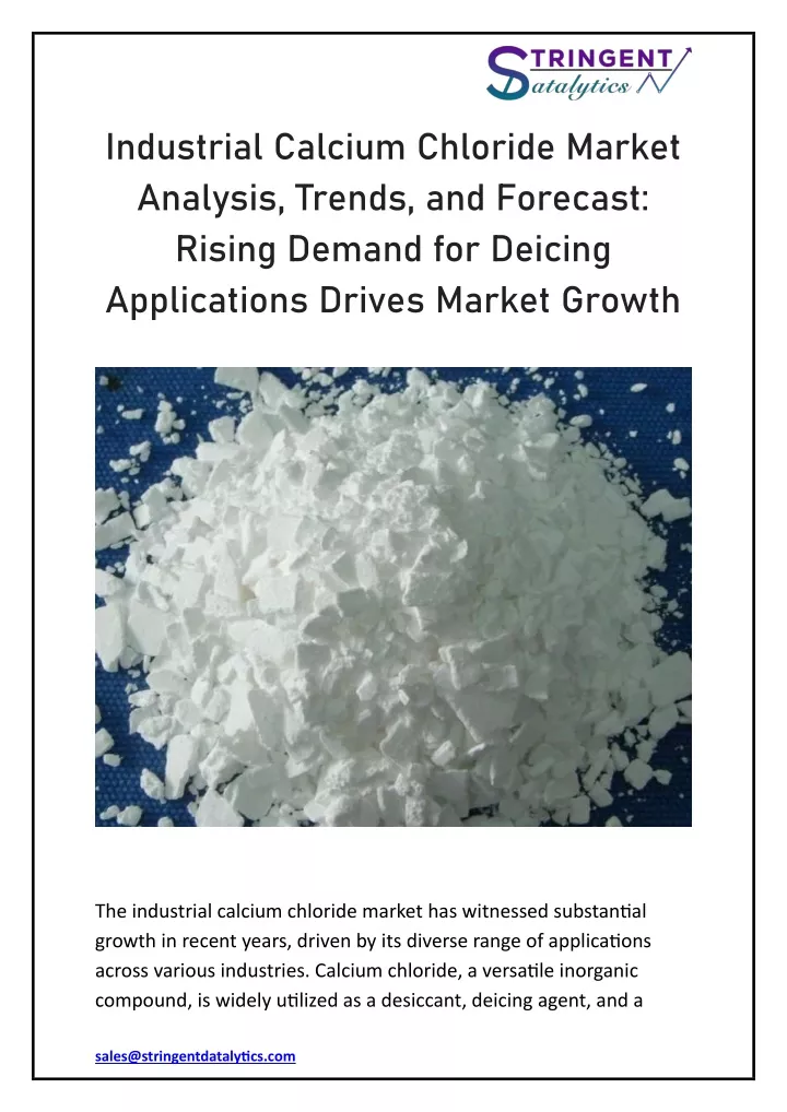 industrial calcium chloride market analysis