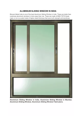 Aluminium Sliding Window in India