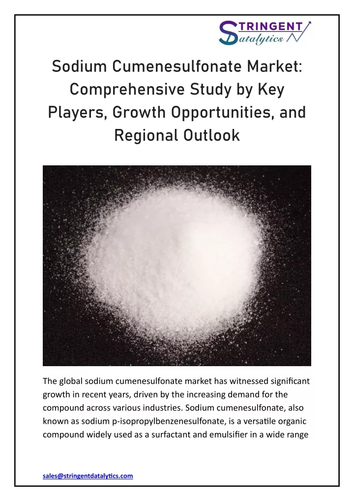 sodium cumenesulfonate market comprehensive study