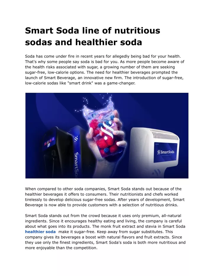 smart soda line of nutritious sodas and healthier