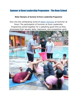 Water Olymics- Summer at Doon Leadership Programme