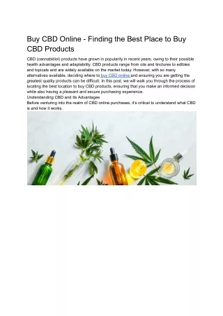 Buy CBD Online - Finding the Best Place to Buy CBD Products