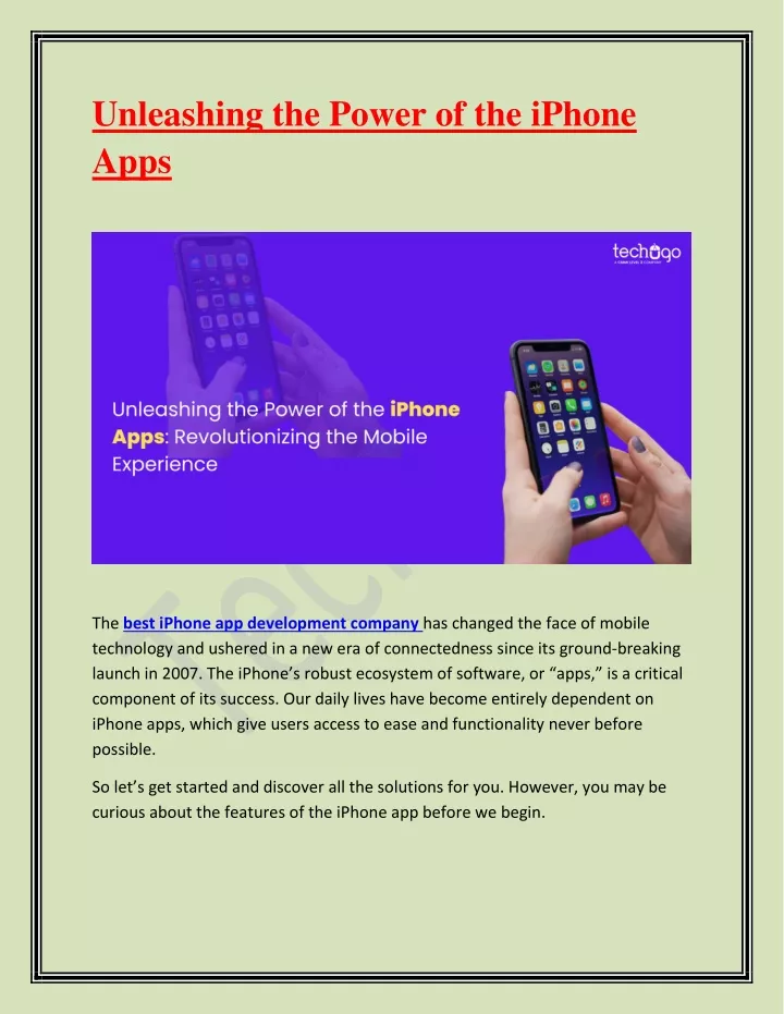 unleashing the power of the iphone apps