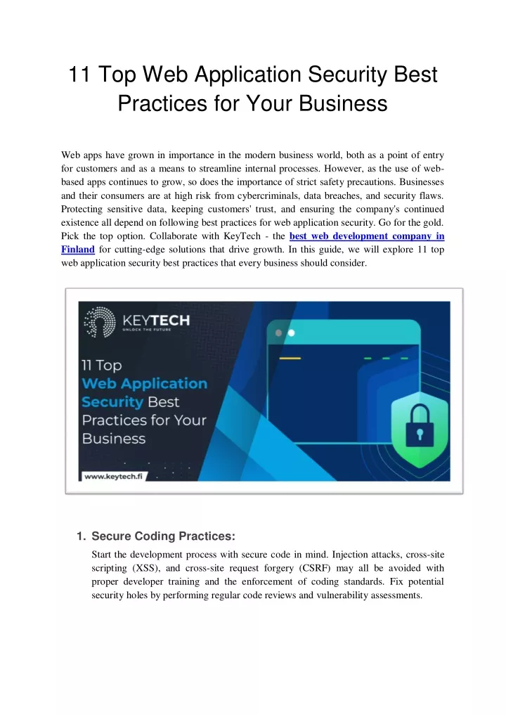 11 top web application security best practices