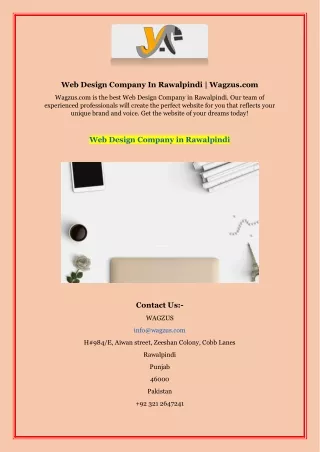 Web Design In Rawalpindi | Wagzus.com
