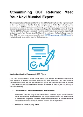 Streamlining GST Returns: Meet Your Navi Mumbai Expert