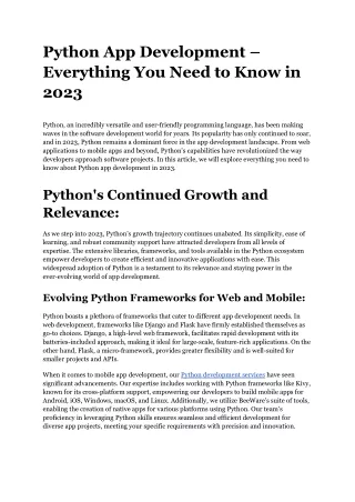 Python App Development – Everything You Need to Know in 2023