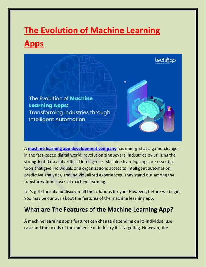 the evolution of machine learning apps