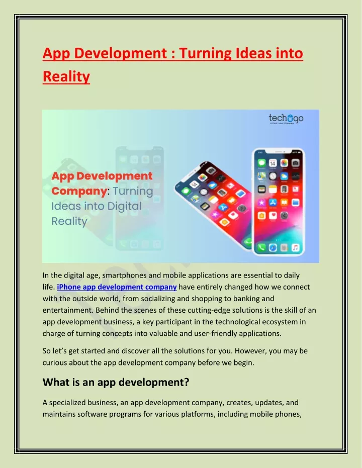 app development turning ideas into reality