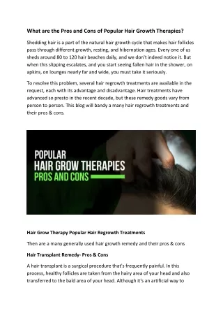 What are the pros and cons of popular hair growth therapies