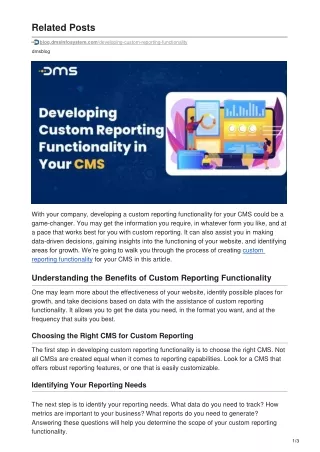 Developing Custom Reporting Functionality in Your CMS