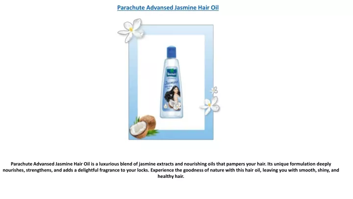 parachute advansed jasmine hair oil