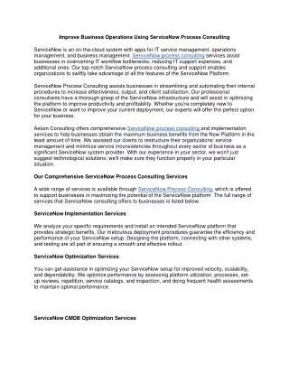 improve business operations using servicenow