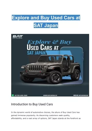 Explore and Buy Used Cars at SAT Japan