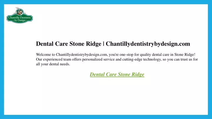 dental care stone ridge