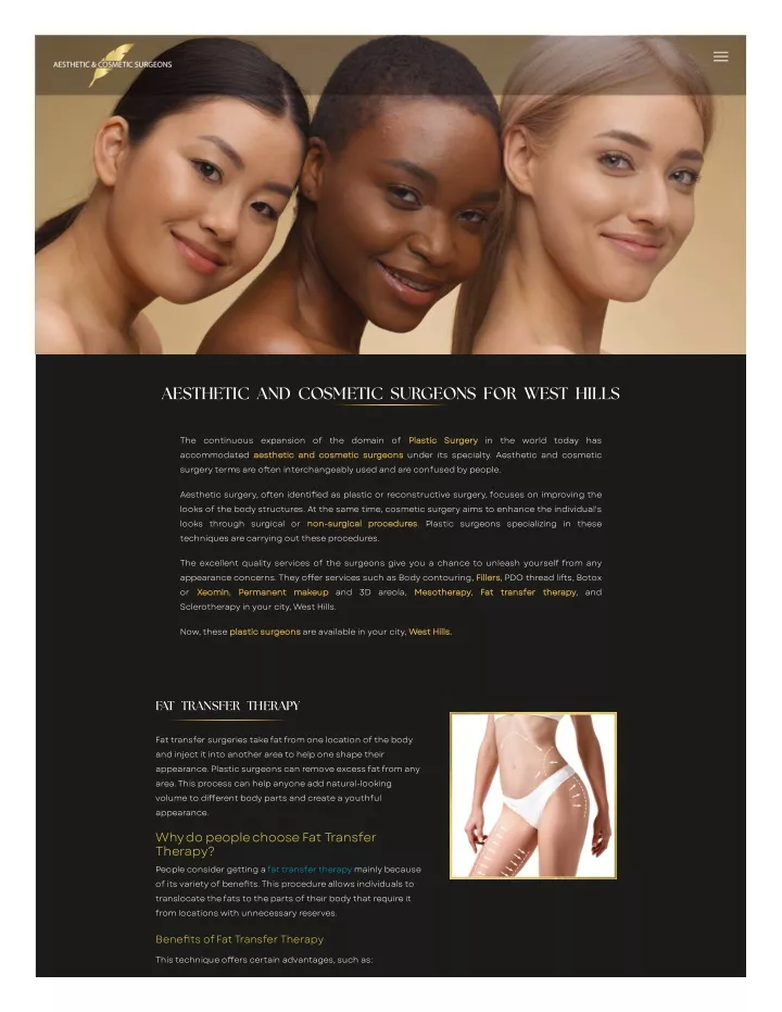aesthetic and cosmetic surgeons for west hills