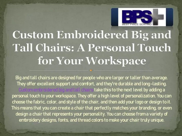 custom embroidered big and tall chairs a personal touch for your workspace