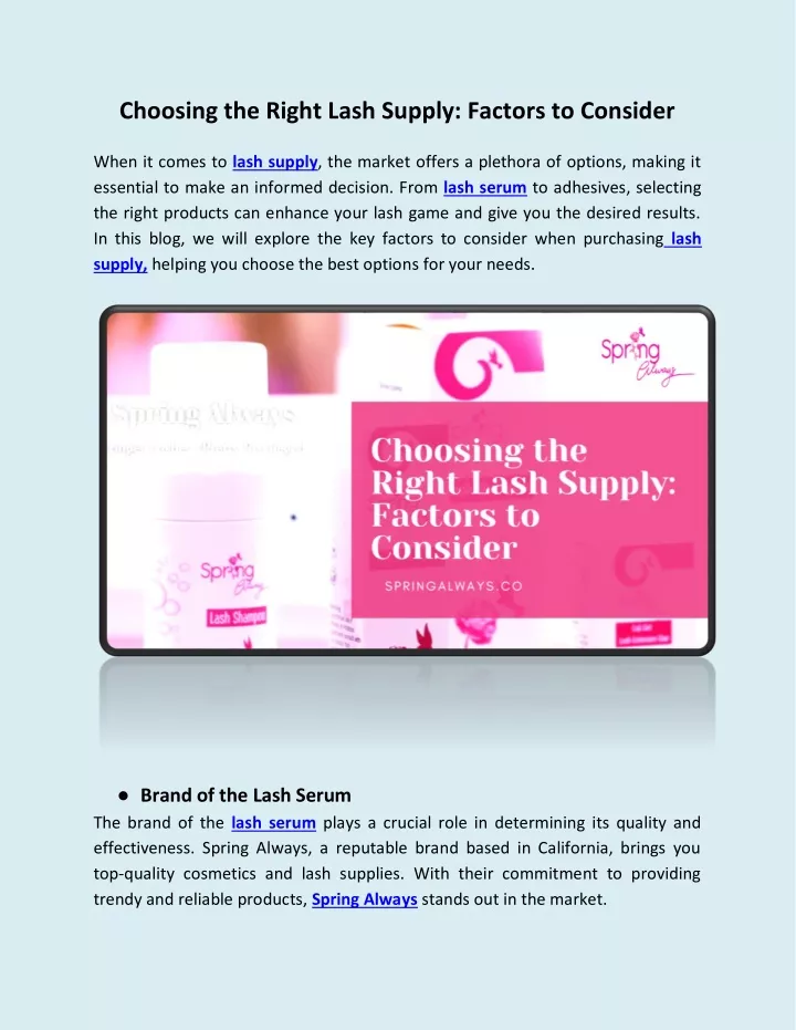choosing the right lash supply factors to consider