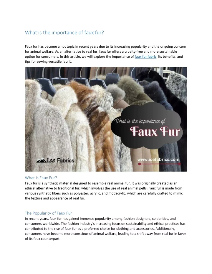 what is the importance of faux fur