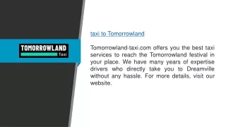 Taxi To Tomorrowland | Tomorrowland-taxi.com