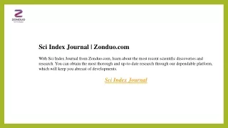 Sci Index Journal  Zonduo.com