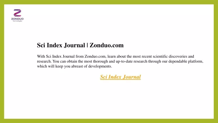 sci index journal zonduo com with sci index