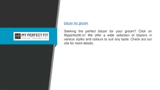 Blazer for Groom | Myperfectfit.in