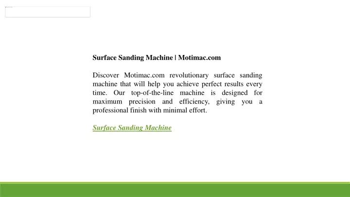 surface sanding machine motimac com discover