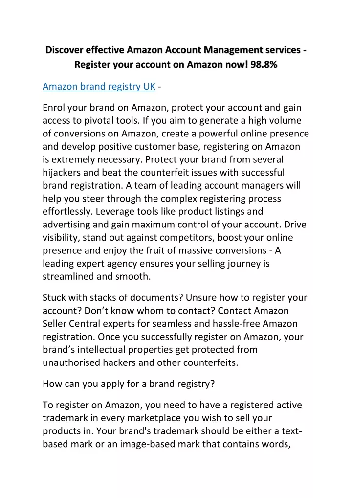 PPT - Discover effective Amazon Account Management services - Register ...