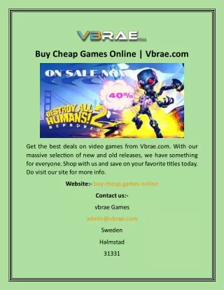 Buy Cheap Games Online  Vbrae