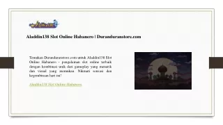 Aladdin138 Slot Online Habanero  Duranduranstore.com