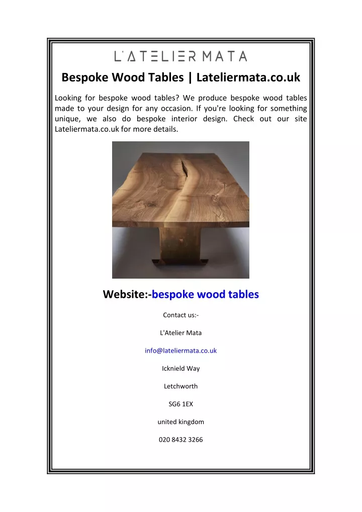 bespoke wood tables lateliermata co uk
