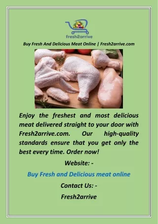 Buy Fresh And Delicious Meat Online  Fresh2arrive