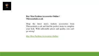 Buy Men Fashion Accessories Online  Thressentials.co.uk