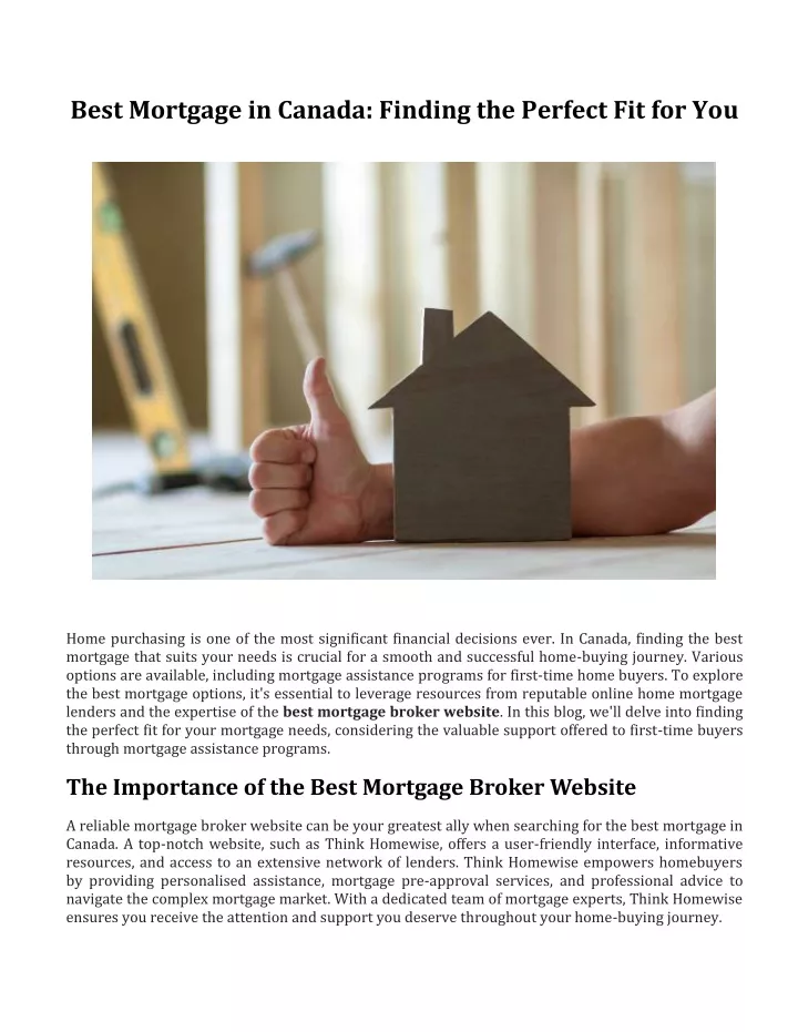 best mortgage in canada finding the perfect