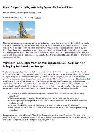 Benefits Of Loading And Mini-piling