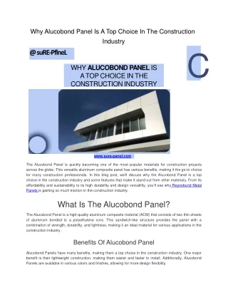 Why Alucobond Panel Is A Top Choice In The Construction Industry