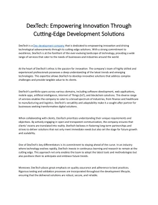 DexTech: Empowering Innovation Through Cutting-Edge Development Solutions