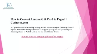 How to Convert Amazon Gift Card to Paypal  Cychacks.com