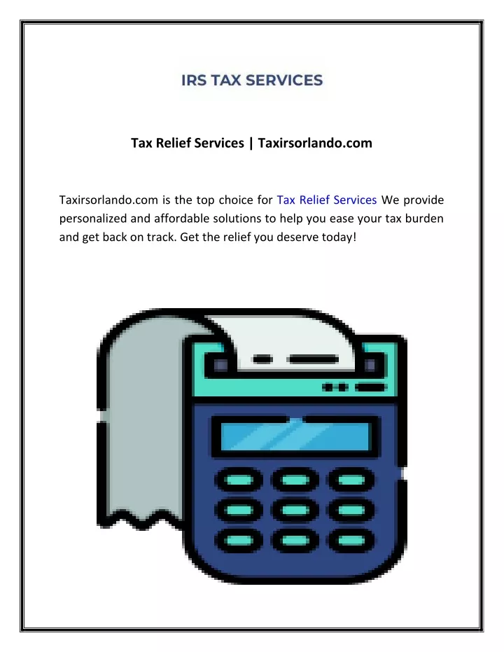 tax relief services taxirsorlando com