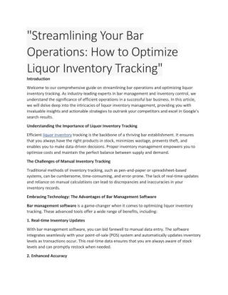 Liquor inventory control system