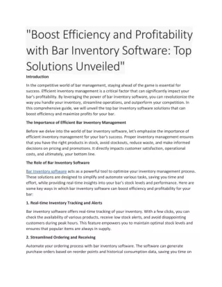Boost Efficiency and Profitability with Bar Inventory Software
